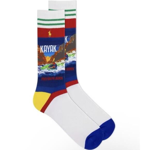 Polo Ralph Lauren Big Water Kayak Ride Racing Crew Socks 1-Pair New - Picture 1 of 8